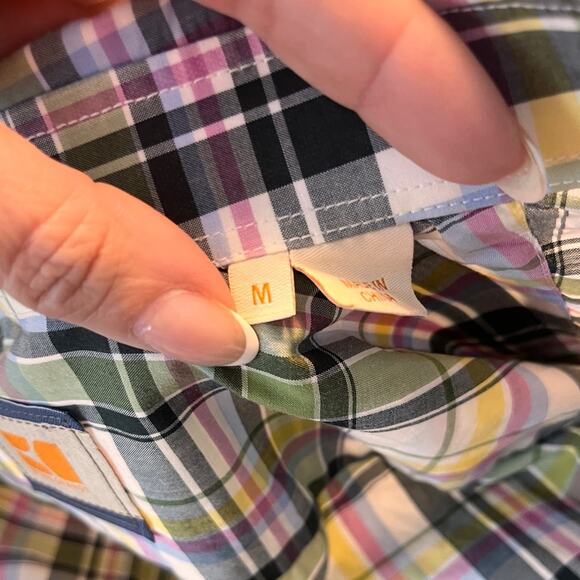 BOSS ORANGE Mens Madras Plaid Short Sleeve Button Down Shirt Medium - Picture 7 of 10